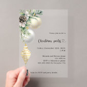 Invitations En Acrylique Or noir boules blanches code QR fête de Noël (In situ (ordinateur de poche))