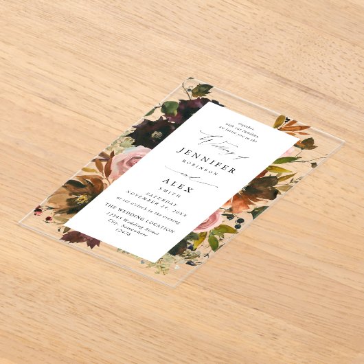 Invitations En Acrylique Or rustique, pourpre et rose 4 (Poser)