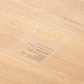 Invitations En Acrylique Or script 50e anniversaire clair (Poser)