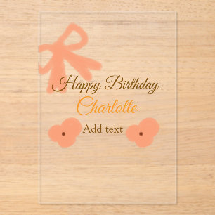 Invitations En Acrylique Orange arc fleur pastel aquarelle nom d'anniversai