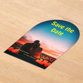 Invitations En Acrylique orange boho enregistrer la date QR ajouter le nom  (Poser)