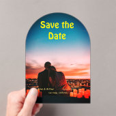 Invitations En Acrylique orange boho enregistrer la date QR ajouter le nom  (In situ (ordinateur de poche))