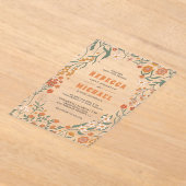 Invitations En Acrylique Orange Groovy Wildflower Wedding (Poser)