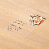 Invitations En Acrylique Orange pêche rose flûte mariage clair (Poser)