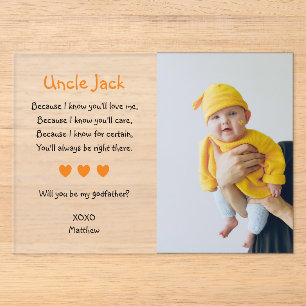 Invitations En Acrylique Orange Veux-Tu Être Le Parrain Proposition Baptême