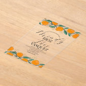 Invitations En Acrylique Oranges Citrus Aquarelle Mariage Script noir (Poser)