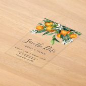 Invitations En Acrylique Oranges Monogramme Enregistrez la Date (Poser)