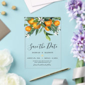 Invitations En Acrylique Oranges Monogramme Enregistrez la Date (Insitu (Mariage))