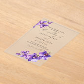 Invitations En Acrylique Orchidée violette en mariage de script blanc (Poser)