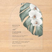 Invitations En Acrylique Orchidées blanches Arc moderne Mariage tropical (Recto)