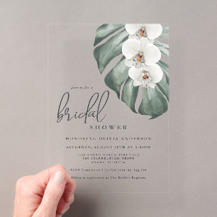 Invitations En Acrylique Orchidées Blanches Paradis Tropical Enterrement de