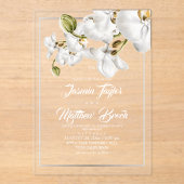 Invitations En Acrylique Orchids Frame Elegant Wedding  (Recto)