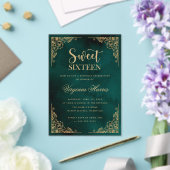 Invitations En Acrylique Ornate or Bordure verte Sweet sixteen 16 Anniversa (Insitu (Mariage))