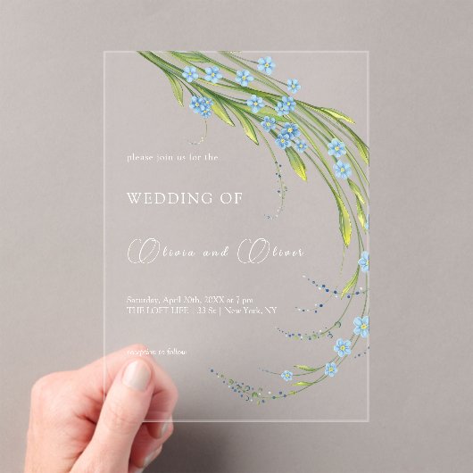 Invitations En Acrylique Oubliez-moi-non-Mariage (In situ (ordinateur de poche))