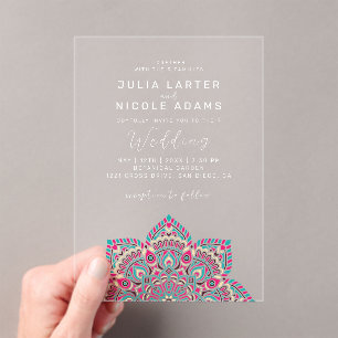 Invitations En Acrylique Ouest Pacifique Variante Oval Classic Mandala Mari