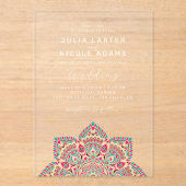 Invitations En Acrylique Ouest Pacifique Variante Oval Classic Mandala Mari (Recto)