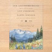 Invitations En Acrylique Our Adventure Mountain Wildflowers Floral Wedding (Recto)
