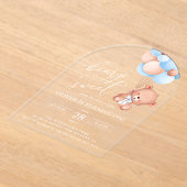 Invitations En Acrylique Ours Bébé, Ballons Bleus, Premier anniversaire (Poser)