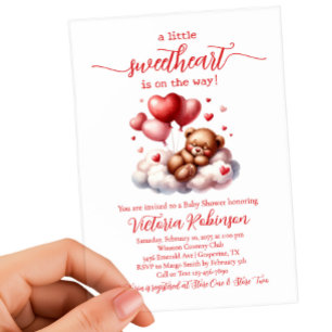Invitations En Acrylique Ours de la Saint-Valentin Baby Shower Mixte