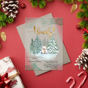 Invitations En Acrylique Ours d'hiver attend à peine Baby Shower 