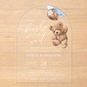 Invitations En Acrylique ours en peluche, ours bébé, Ballons bleus, Baby sh (Recto)