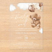 Invitations En Acrylique ours en peluche, ours bébé, ballons Brown, Baby sh (Recto)