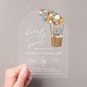 Invitations En Acrylique Ours mignon, Ballons Bleus, Premier Anniversaire (In situ (ordinateur de poche))