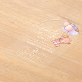 Invitations En Acrylique Ours, Ours mignon, Ballons pourpres, Baby shower (Poser)