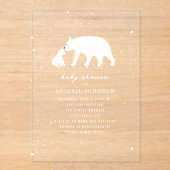 Invitations En Acrylique Ours polaire Mama & Baby shower Hiver Neutre (Recto)