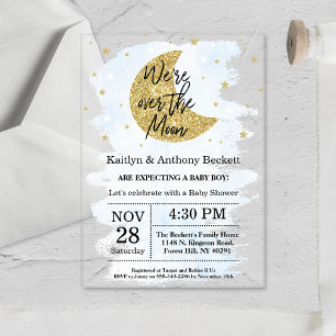 Invitations En Acrylique Over The Moon Fête de Naissance Garçon