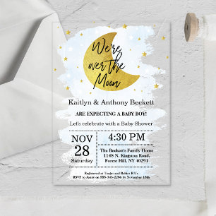 Invitations En Acrylique Over The Moon Fête de Naissance Garçon
