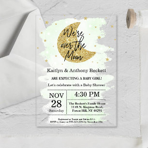 Invitations En Acrylique Over The Moon Fête de Naissance Neutre