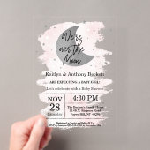 Invitations En Acrylique Over The Moon | Fête Prénatale de Bébé Fille (In situ (ordinateur de poche))