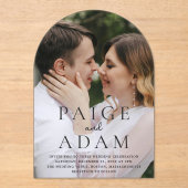Invitations En Acrylique Paige Photo Mariage moderne (Recto)