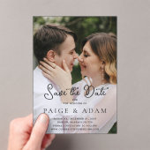 Invitations En Acrylique Paige Photo Mariage moderne Enregistrer la date (In situ (ordinateur de poche))