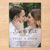 Invitations En Acrylique Paige Photo Mariage moderne Enregistrer la date (Recto)