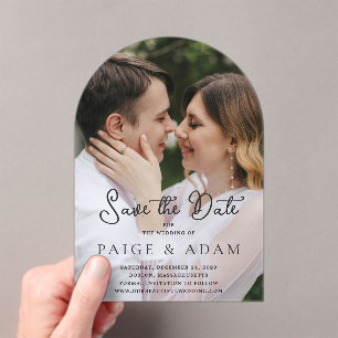 Invitations En Acrylique Paige Photo Mariage moderne Enregistrer la date