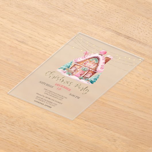 Invitations En Acrylique Pain d'épice Maison Éclairage de chaîne Noël (Poser)