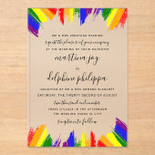 Invitations En Acrylique Paint Strokes Pride drapeau LGBTQ Mariage officiel (Recto)