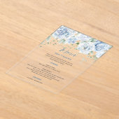 Invitations En Acrylique Pale Blue Floral Menu Mariage (Poser)