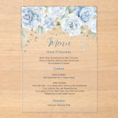 Invitations En Acrylique Pale Blue Floral Menu Mariage (Recto)