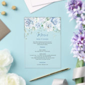 Invitations En Acrylique Pale Blue Floral Menu Mariage (Insitu (Mariage))
