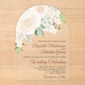 Invitations En Acrylique Pale Blush Aquarelle Roses Élégant Mariage Arc (Recto)