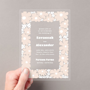 Invitations En Acrylique Pale Neutral Blooms Super Boho Mariage