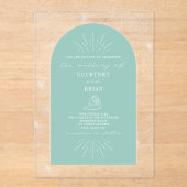 Invitations En Acrylique Palm Feuille Seashell Aqua Mariage tropical (Recto)