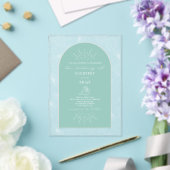 Invitations En Acrylique Palm Feuille Seashell Aqua Mariage tropical (Insitu (Mariage))