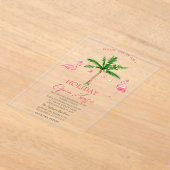 Invitations En Acrylique Palm Pink Flamants roses Holiday Open House (Poser)