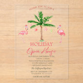Invitations En Acrylique Palm Pink Flamants roses Holiday Open House (Recto)