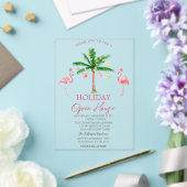 Invitations En Acrylique Palm Pink Flamants roses Holiday Open House (Insitu (Mariage))