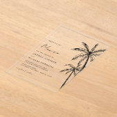 Invitations En Acrylique Palm Tree Sketch Voyage Plage Destination Mariage (Poser)